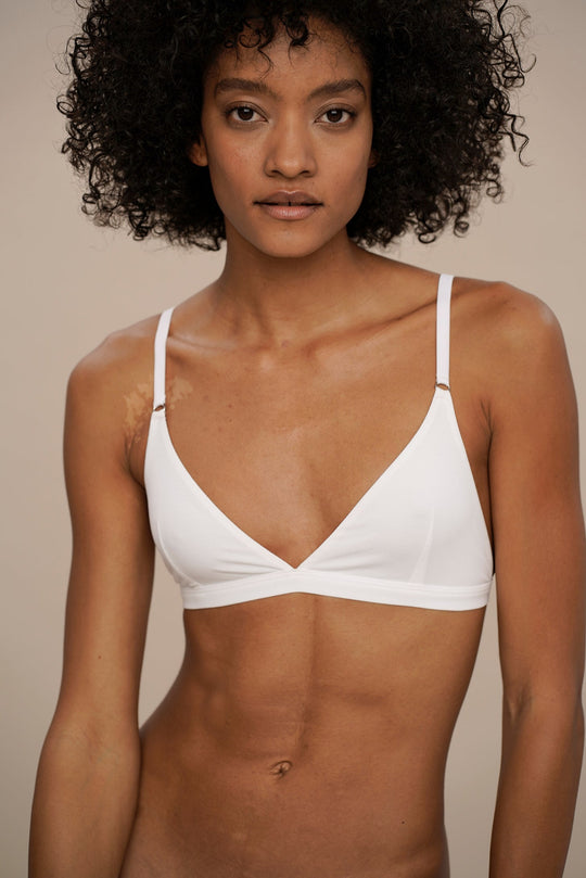 comfortable triangle bra in white