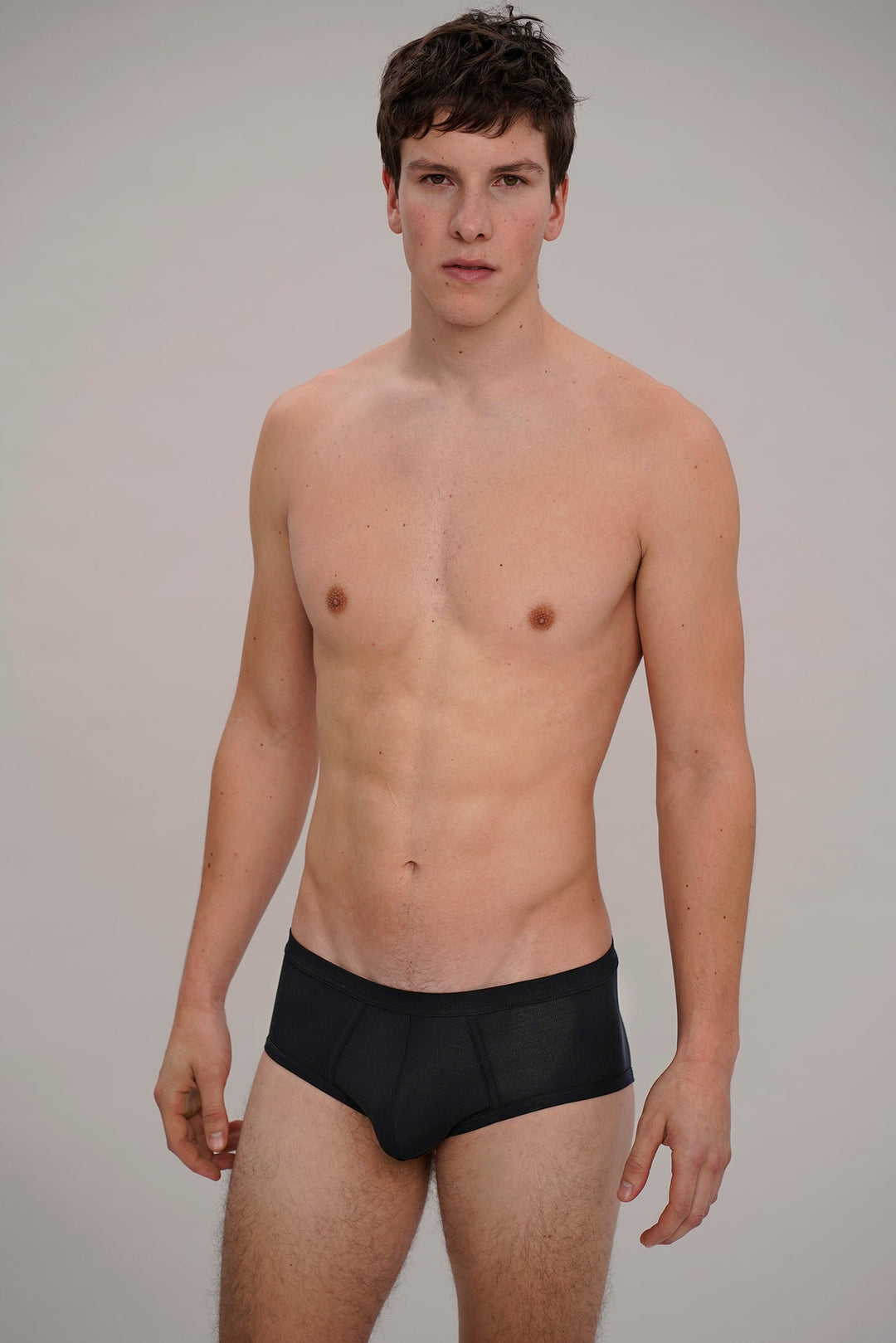 low-rise brief in organic black rib fabric